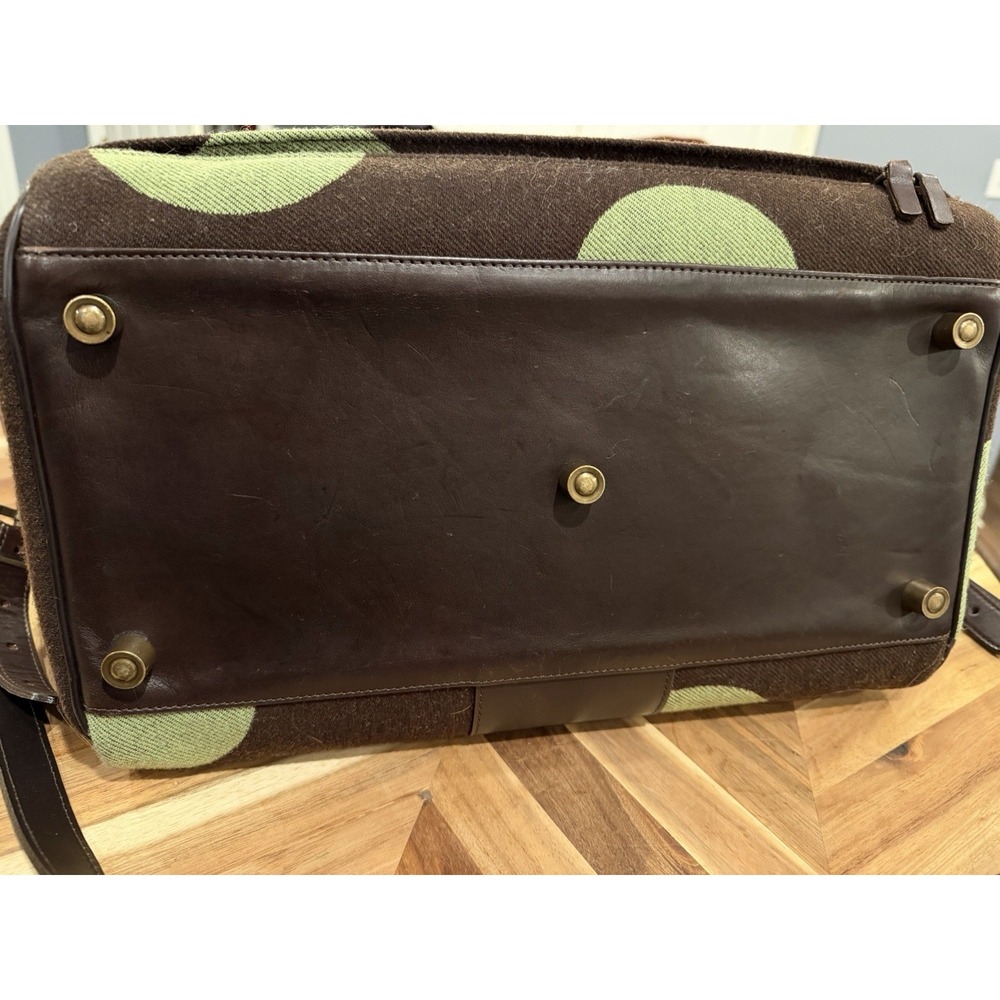 Hartmann Retro Carry On Vintage‎ Wool Leather Brown & Green Polka Dot Carry-On - Picture 5 of 12